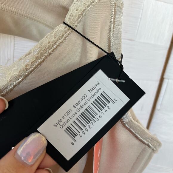 Curvy Couture Cotton Luxe Unlined Underwire Bra In Natural Size 40C NWT Wantable - Picture 6 of 8